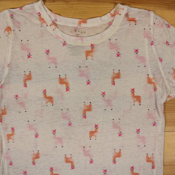 Llama Print Tee Zoe+Liv Medium Hi-Lo Sheer - Picture 3 of 5